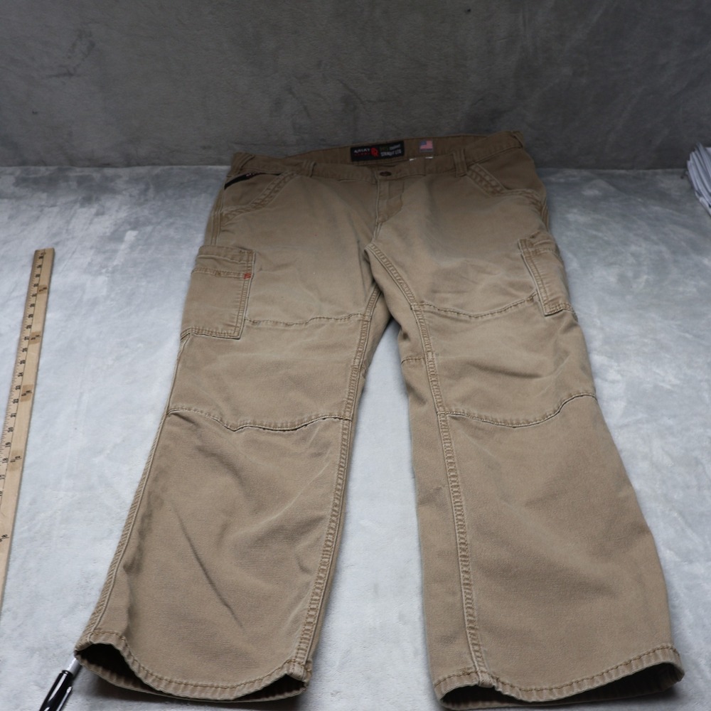 Ariat Rebar M4 Pants Mens 40x30 Beige Cargo Straight Leg Flame Resistant Work FR